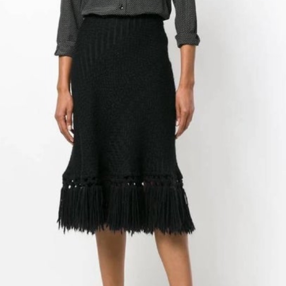 Dolce & Gabbana Black Knitted Wool Skirt with Fringes - Picture 1 of 5